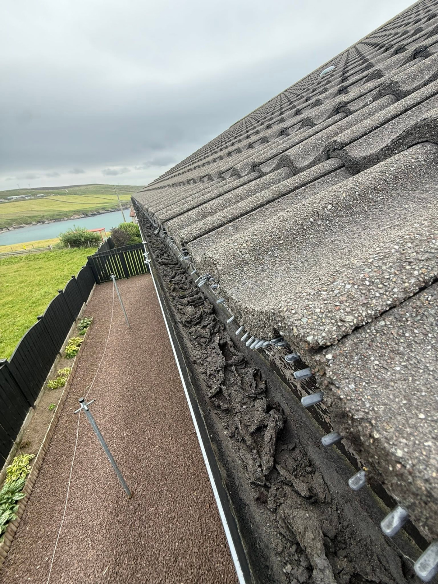 Gutter cleaning in Shetland by Arthur & Simpson: before the work started