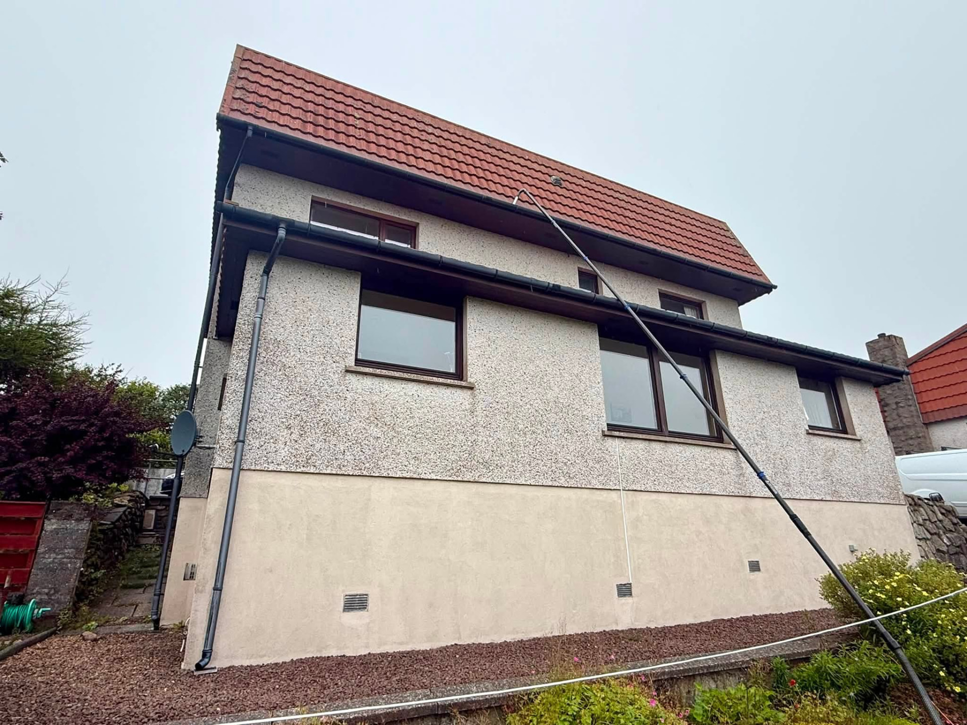 Gutter cleaning in Shetland by Arthur & Simpson: work in progress