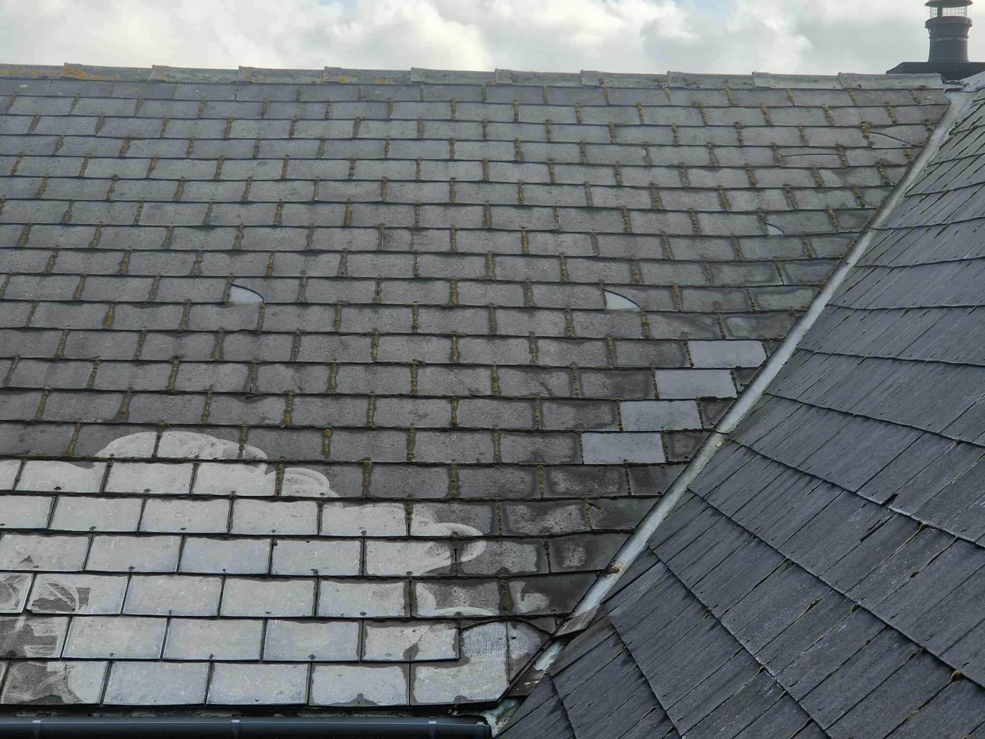 Slate roof repair in Shetland by Arthur & Simpson: before the work started