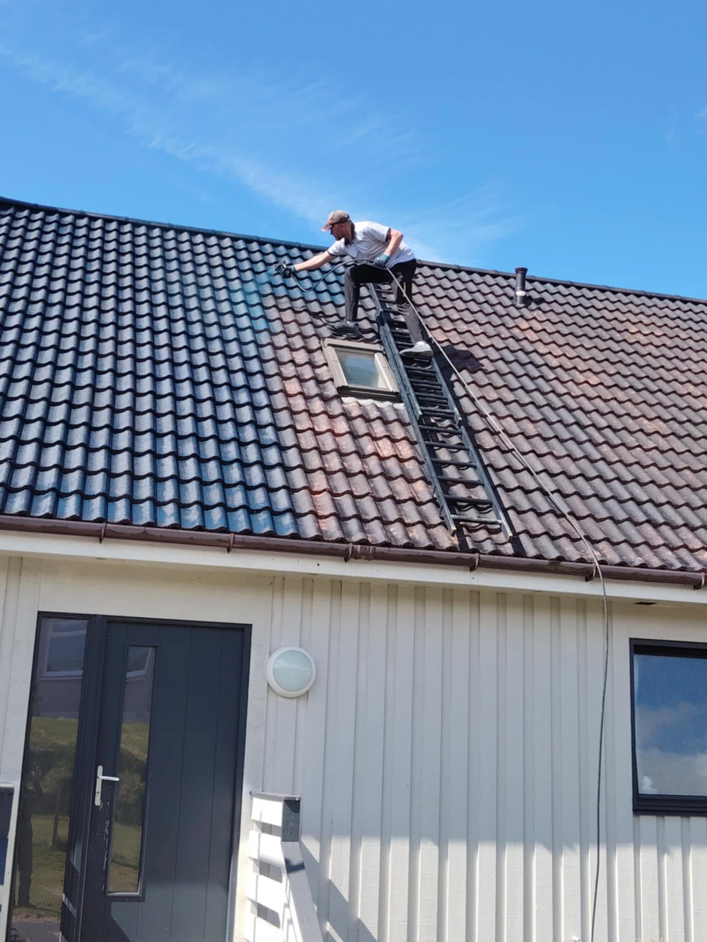 Roof cleaning in Shetland by Arthur & Simpson: work in progress