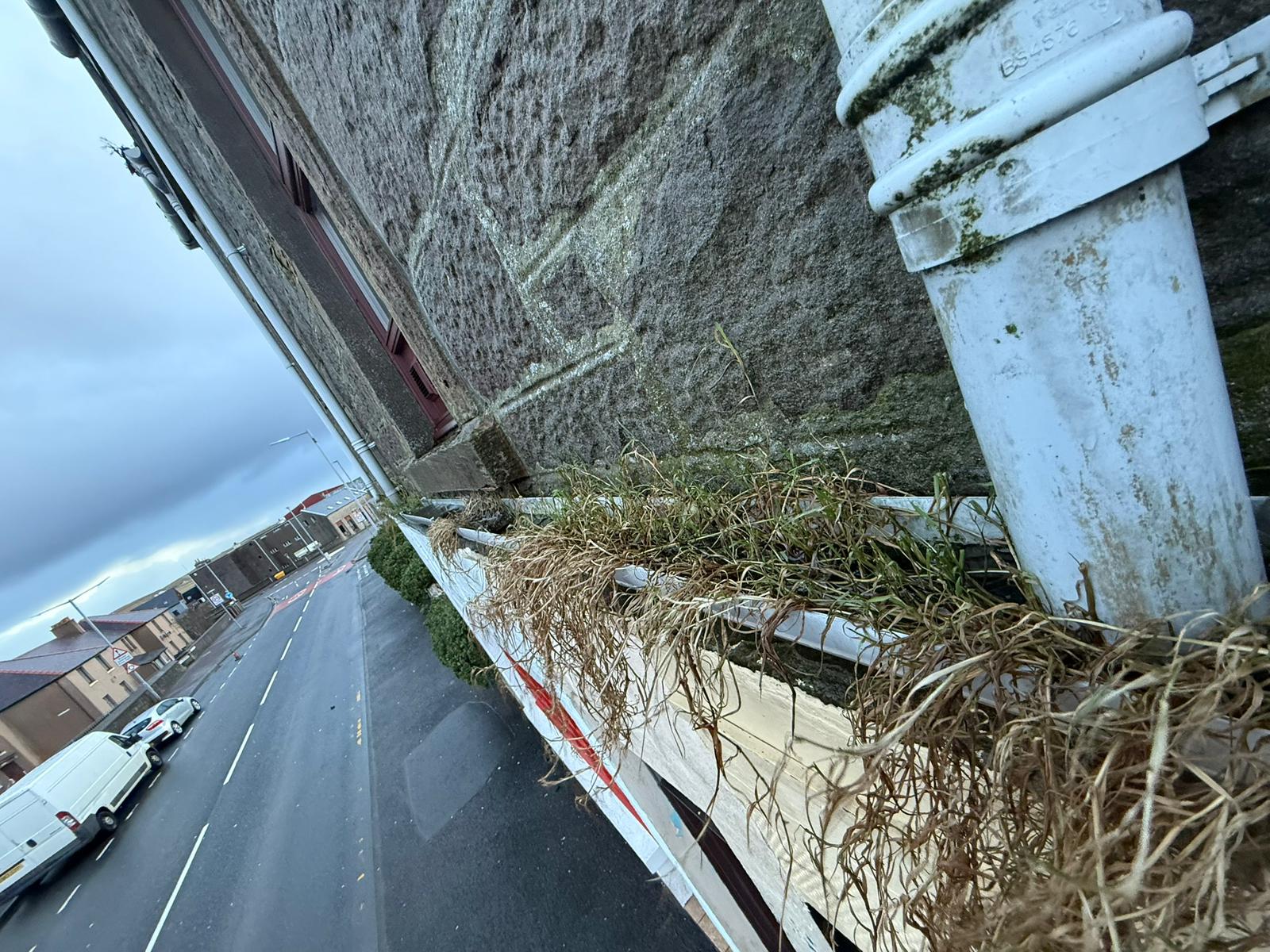 Gutter cleaning in Shetland by Arthur & Simpson: before the work started