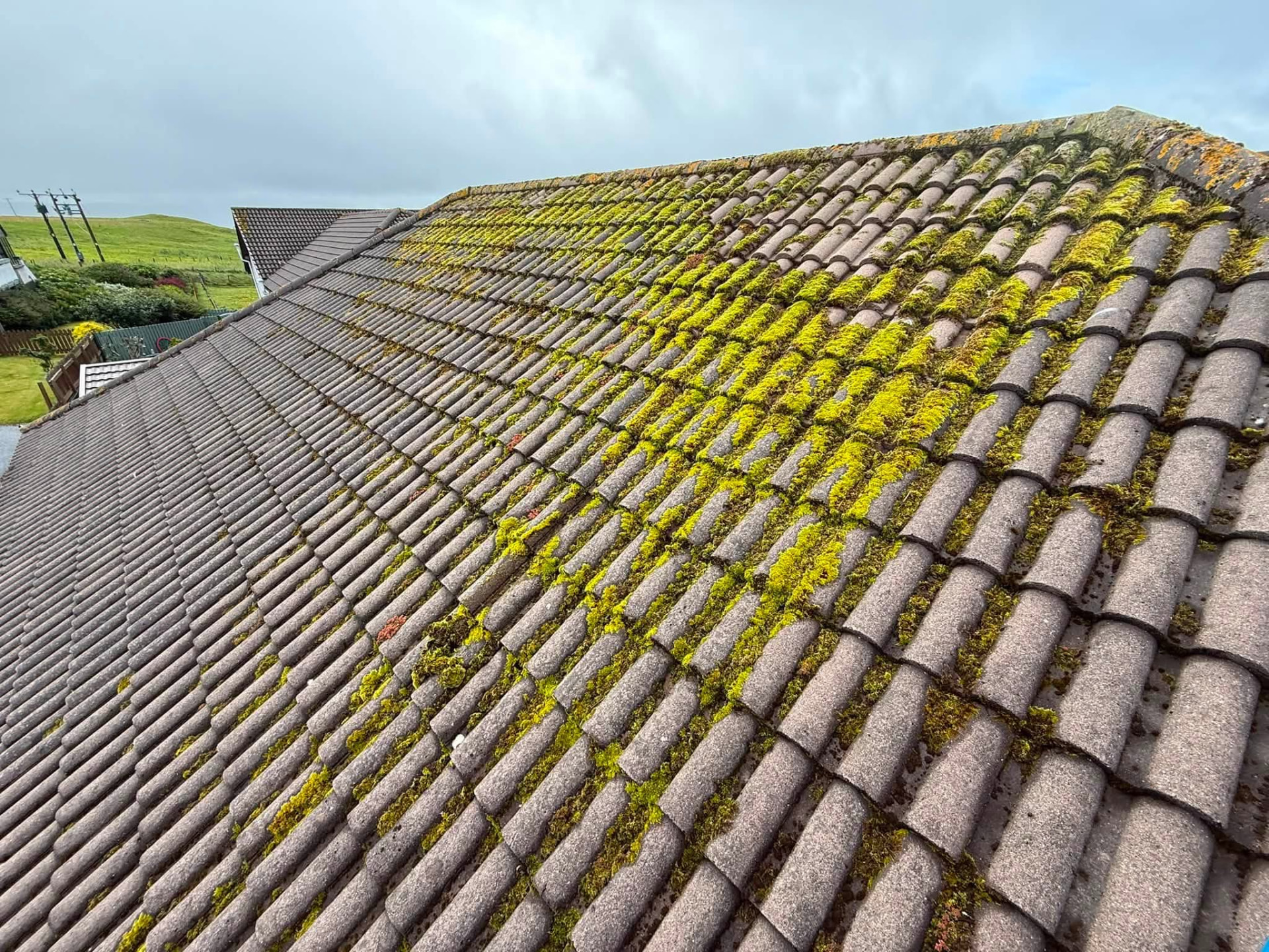 Roof cleaning in Shetland by Arthur & Simpson: before the work started