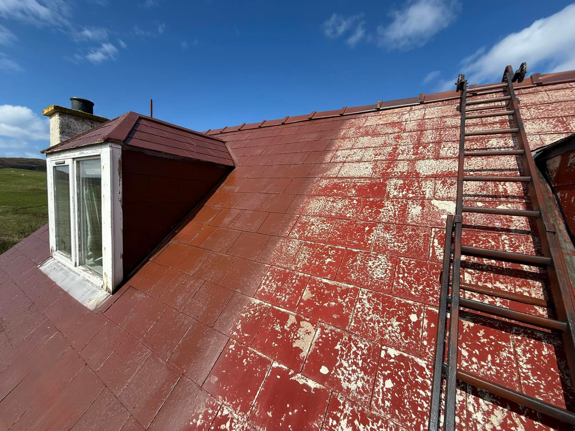 Roof coating in Shetland by Arthur & Simpson: work in progress