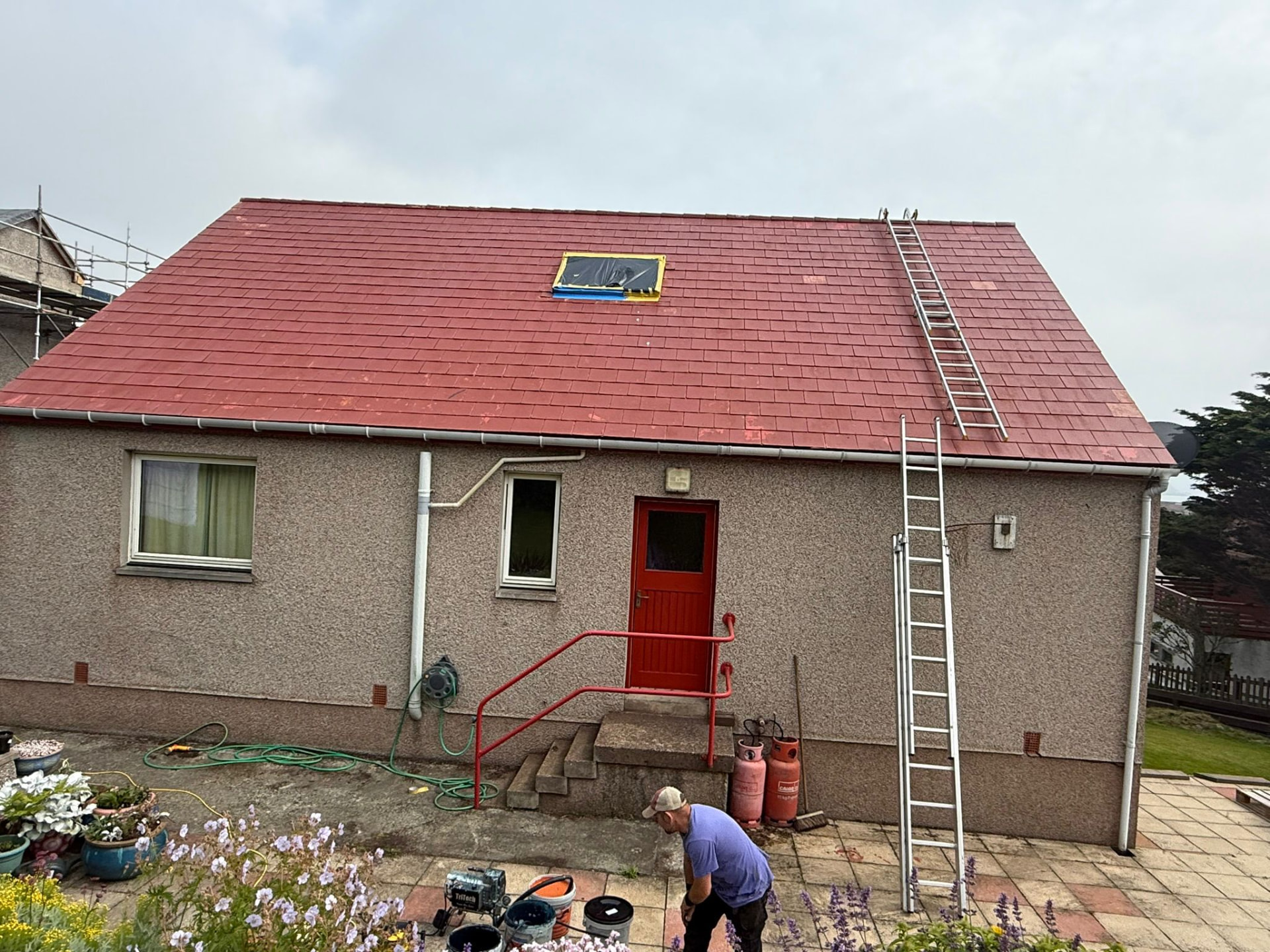 Roof coating in Shetland by Arthur & Simpson: work in progress