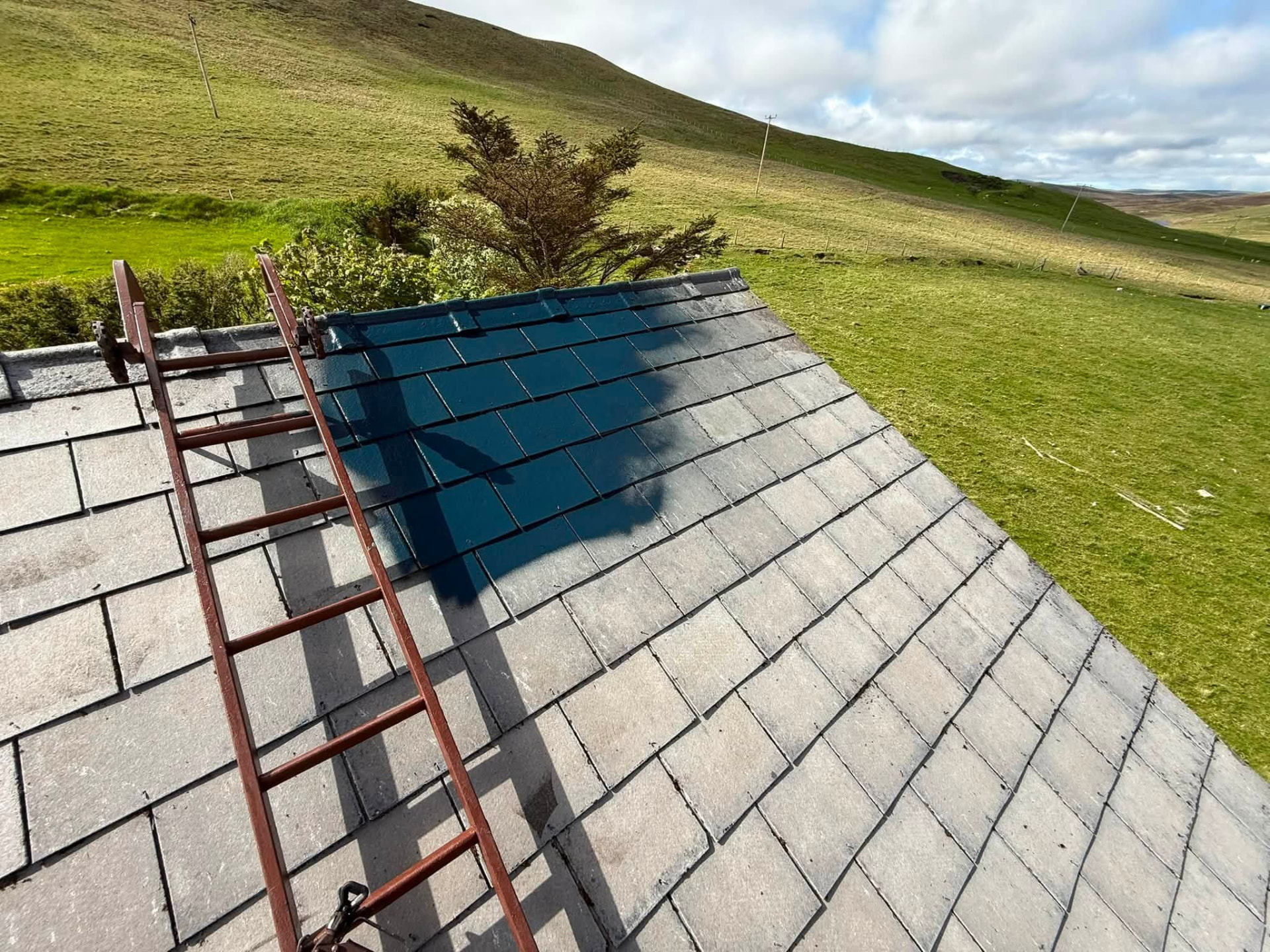 Roof coating in Shetland by Arthur & Simpson: work in progress
