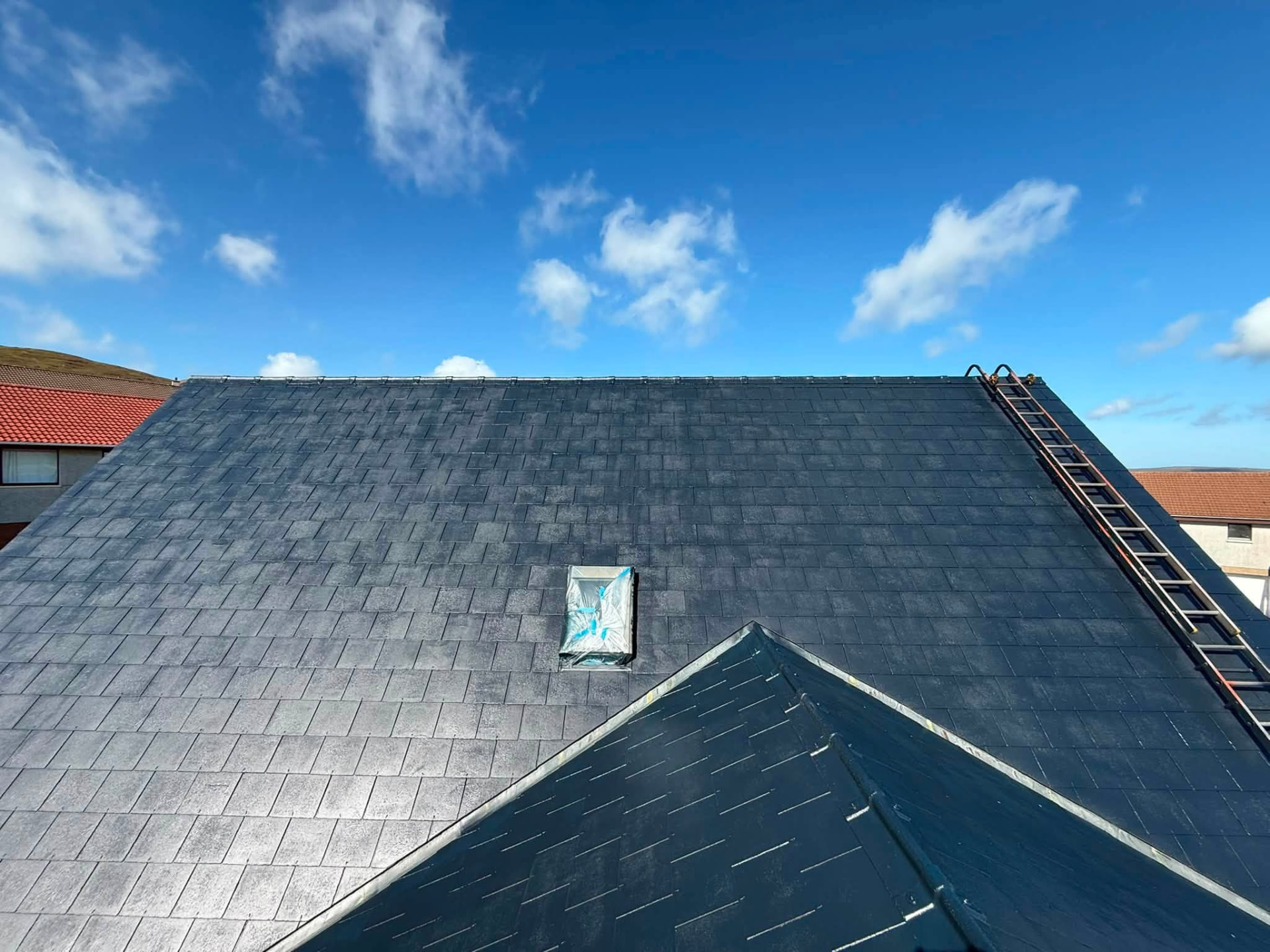 Roof coating in Shetland by Arthur & Simpson: work in progress