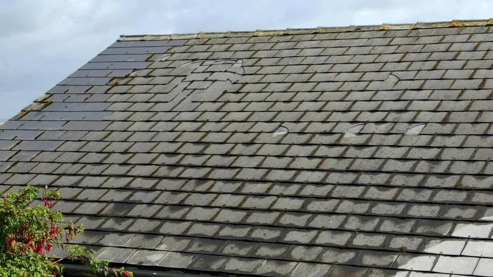 Roof cleaning in Shetland by Arthur & Simpson: before the work started