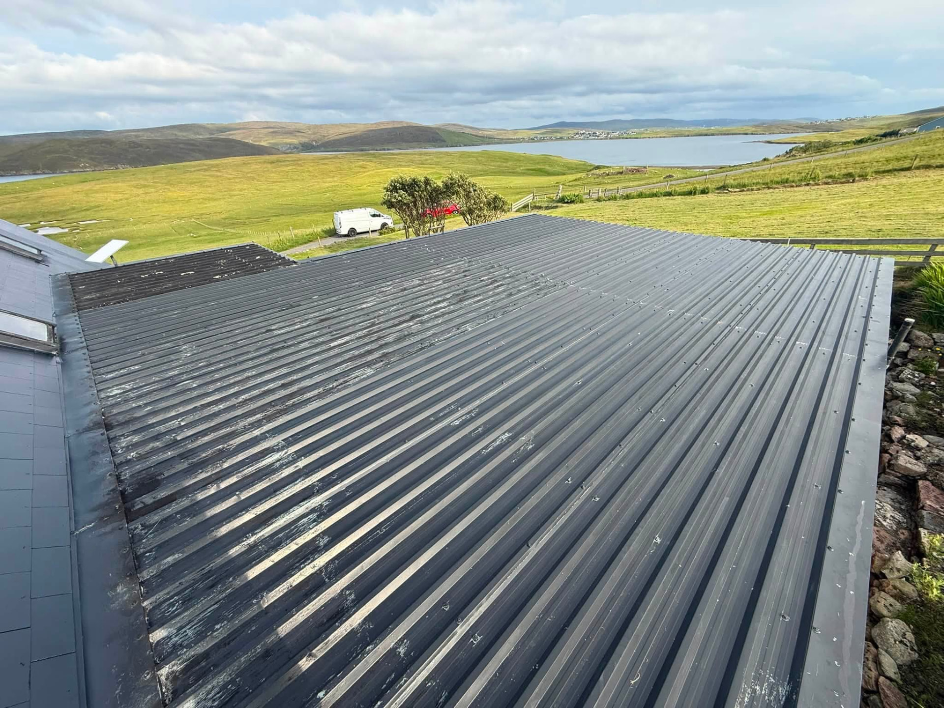 Roof coating in Shetland by Arthur & Simpson: work in progress