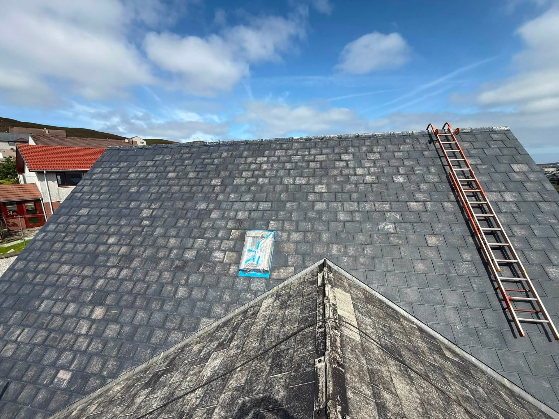 Roof coating in Shetland by Arthur & Simpson: work in progress