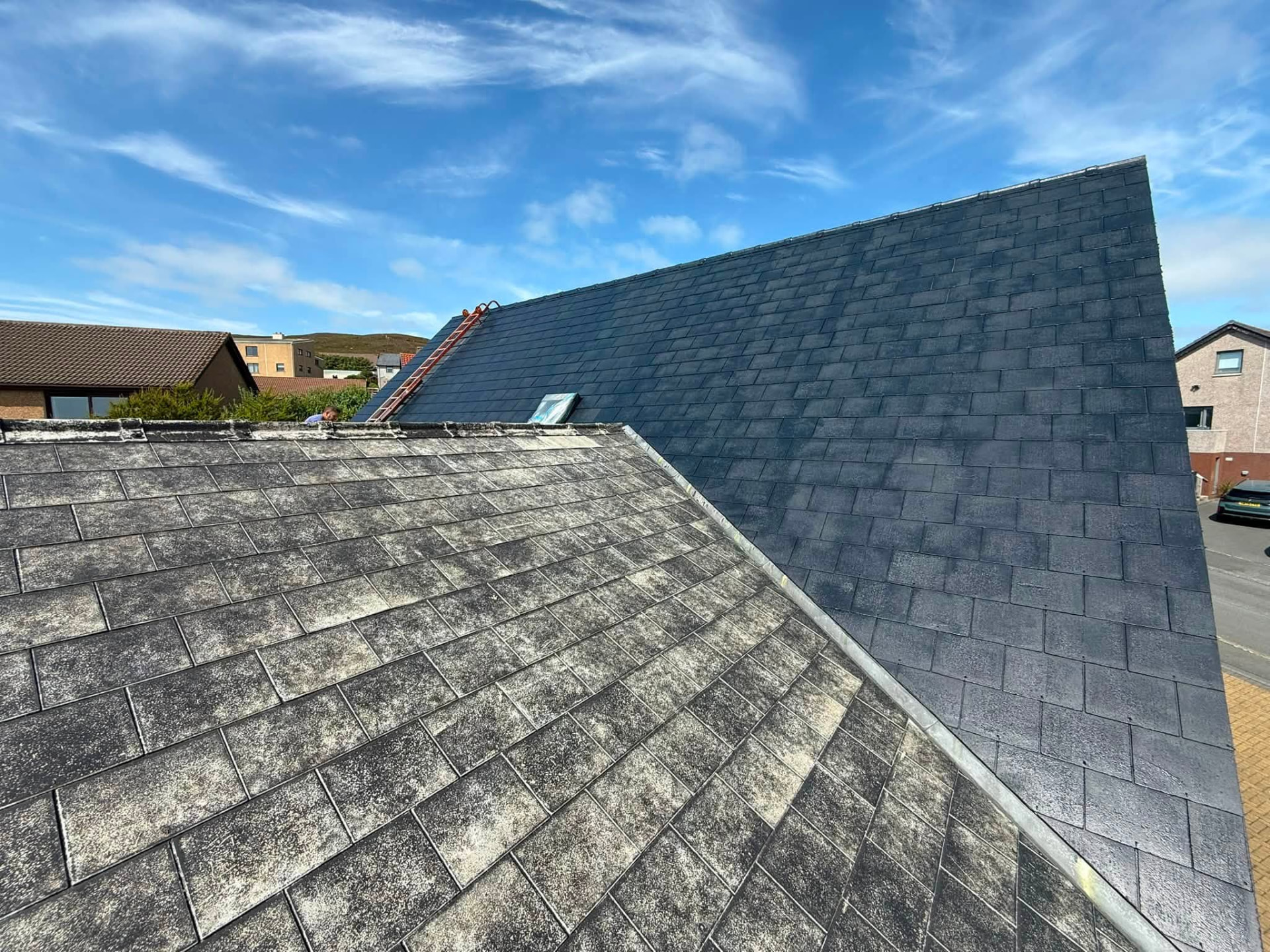 Roof coating in Shetland by Arthur & Simpson: work in progress