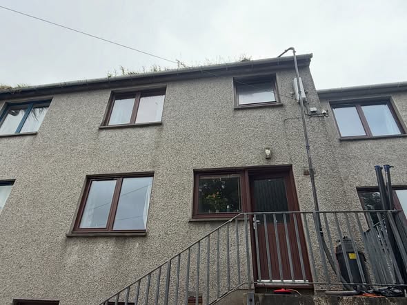 Gutter cleaning in Shetland by Arthur & Simpson: work in progress